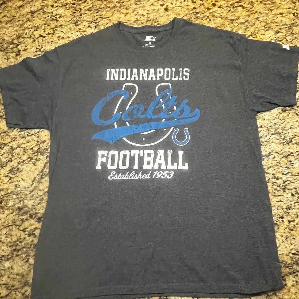 Starter Indianapolis Colts Football T-Shirt Mens XL Grey Short Sleeve NFL Tee